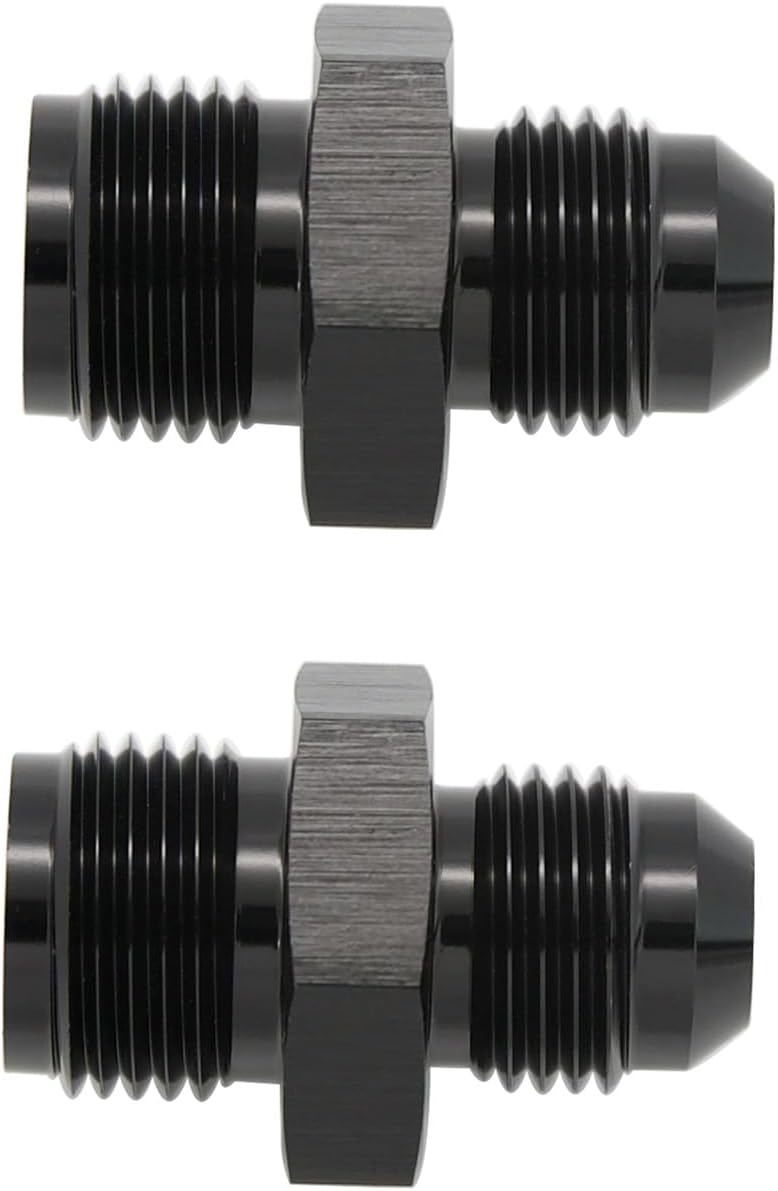 KRD PERFORMANCE Aluminum -6 AN Male Flare to 5/8 x 18 Male Thread Inverted Seat Adaptor Fittings Inv Flare Connector, Black, Pack of 2 - Image 3